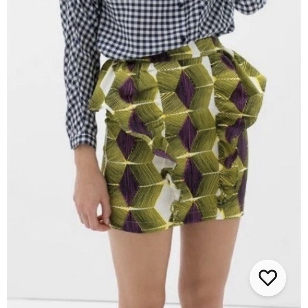 Zara Trafaluc Collection Ruffled Peplum Skirt‎ Size S Purple Yellow Black White